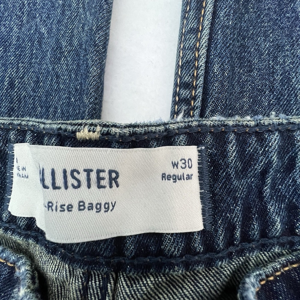 Hollister Low Rise Baggy Jeans Womens 10R W30 Blue Wide Leg Denim 100% Cotton Y2 - Picture 11 of 16